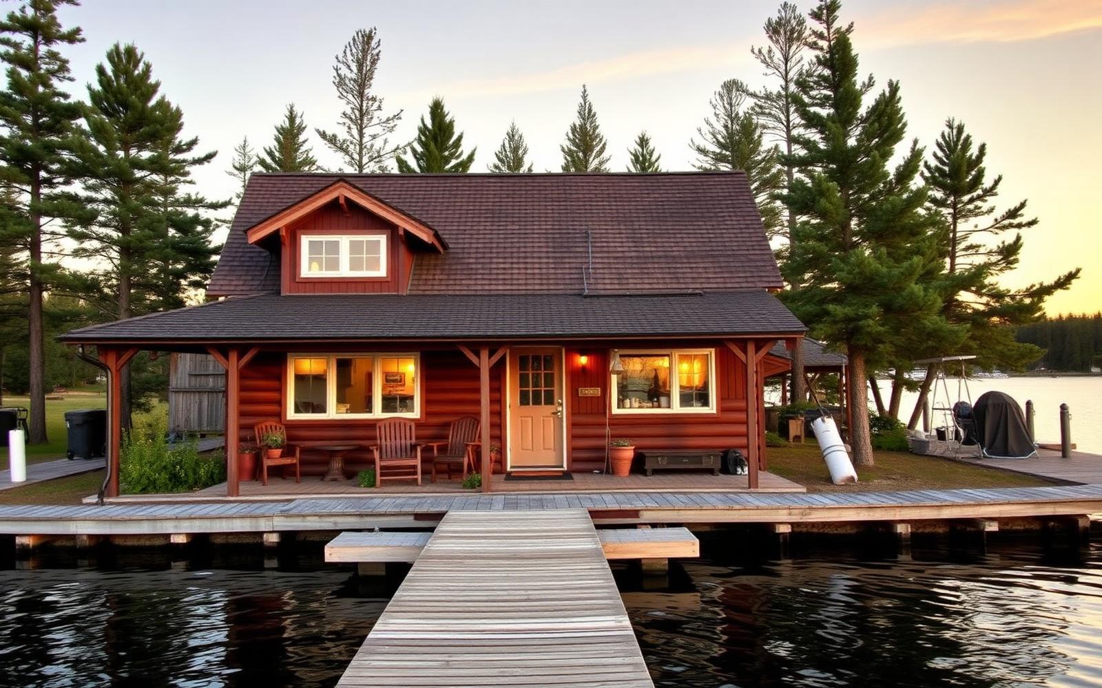 Cottage on Georgian Bay at sunset